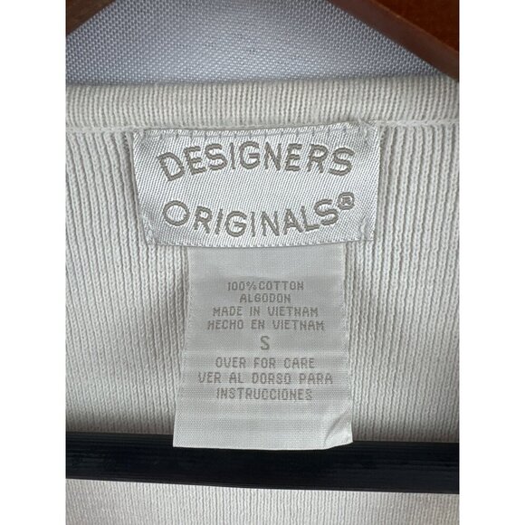 Designers Originals Womens Sleeveless Striped Knit Top S Cotton White & Black - Picture 3 of 5